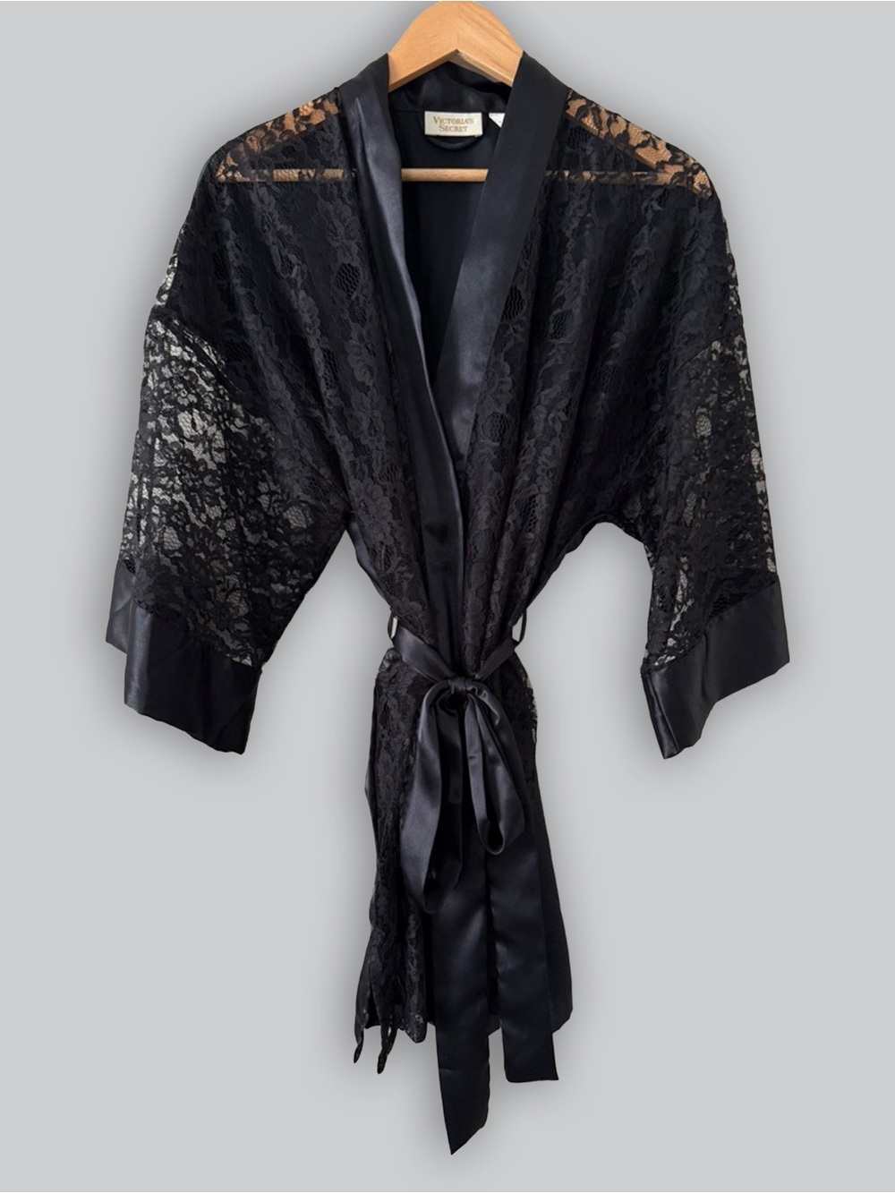 Victoria's Secret Gold Label Vintage Lace Robe - Black